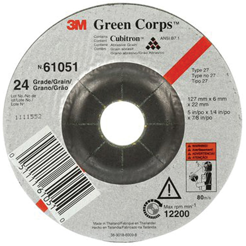 Meule flexible Green Corps, 5" x 1/4", Arbre 7/8", C&eacute;ramique, Type 1 NTL Industrial