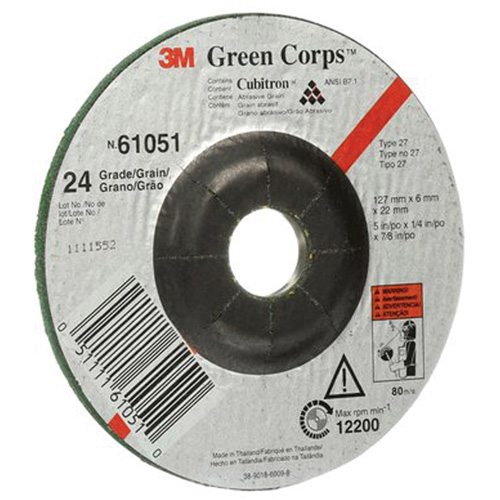 Meule flexible Green Corps, 5" x 1/4", Arbre 7/8", C&eacute;ramique, Type 1 NTL Industrial
