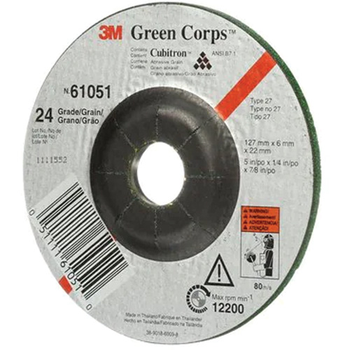 Meule flexible Green Corps, 5" x 1/4", Arbre 7/8", C&eacute;ramique, Type 1 NTL Industrial