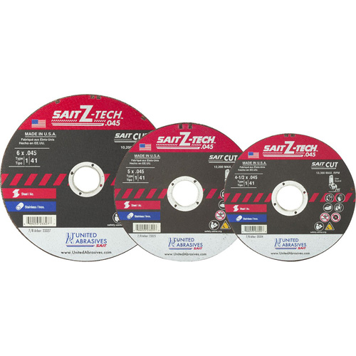 Z-Tech Cutting Wheel TM, 5" x 0.045", 7/8" Arbor, Type 1, Zirconium, 12200 RPM NTL Industrial