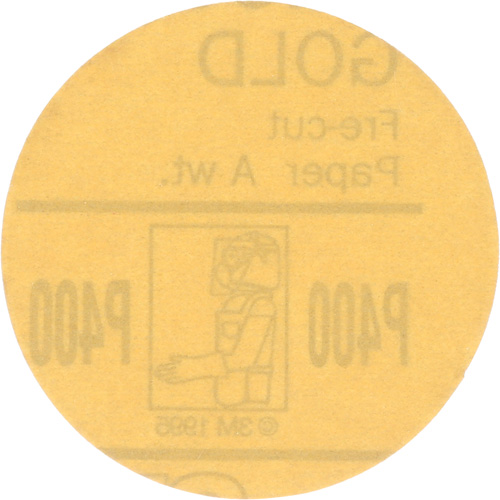Gold Hookit Disc, 3" Dia., P400 Grit, Aluminum Oxide, C-Weight NTL Industrial