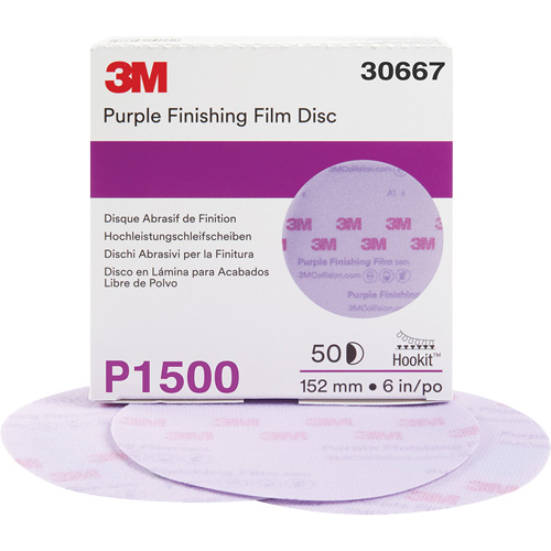 Hookit Purple Finishing Film Abrasive Disc, 6" Dia., P1500 Grit, Aluminum Oxide NTL Industrial