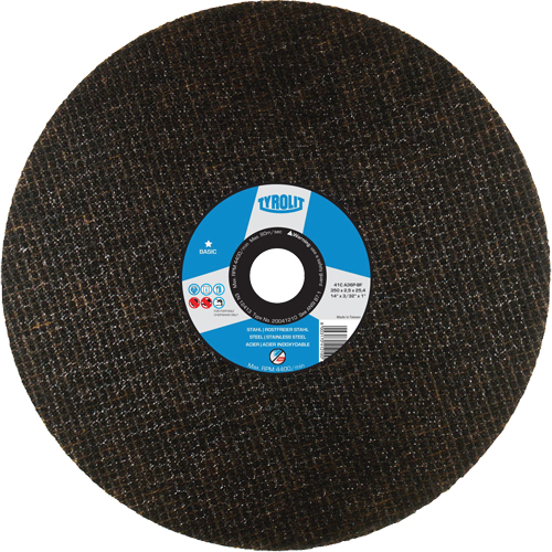 Meule &agrave; tronçonner, 14" x 3/32", Arbre de 1", Type 1, Oxyde d'aluminium, 4400 Tr/min NTL Industrial