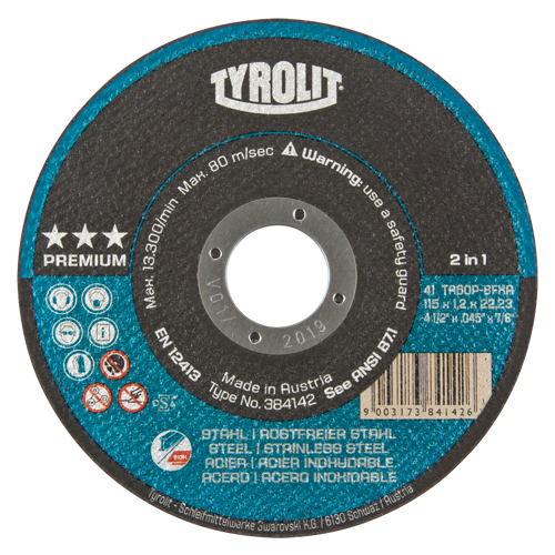Meule &agrave; tronçonner 2-en-1 de premi&egrave;re qualit&eacute; Thincut, 4-1/2" x 0,045", Arbre de 7/8", Type 1, Oxyde d'aluminium, 13 300 Tr/min NTL Industrial