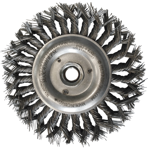 Wire Wheel Brushes, 6" Dia., 0.014" Fill, 5/8"-11 Arbor, Steel NTL Industrial