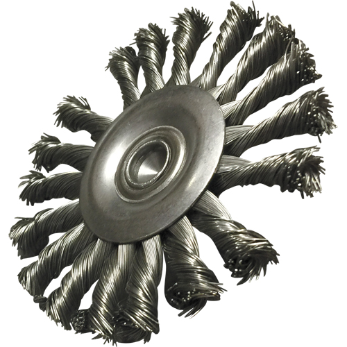 Brosses mont&eacute;es &agrave; fils nou&eacute;s circulaires, 3-1/2" dia., dia. Des fils 0,014", Tige 1/4" NTL Industrial