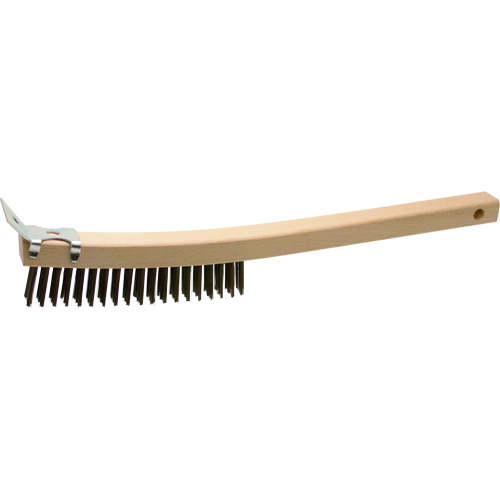 Brosse de nettoyage avec racloir, Acier, 3 x 19 rangs de fils, Longueur 13" NTL Industrial