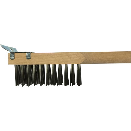 Brosse de nettoyage avec racloir, Acier inoxydable, 3 x 10 rangs de fils, Longueur 20" NTL Industrial