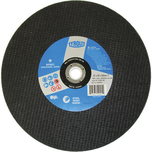 Basic Cut-Off Wheel, 12" x 1/8", 1" Arbor, 1, Aluminum Oxide NTL Industrial