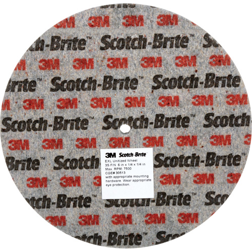 Meule unitaris&eacute;e EXL Scotch-Brite, 6" x 1/4", Arbre de 1/4", Grain de Fin, Carbure de silicium NTL Industrial