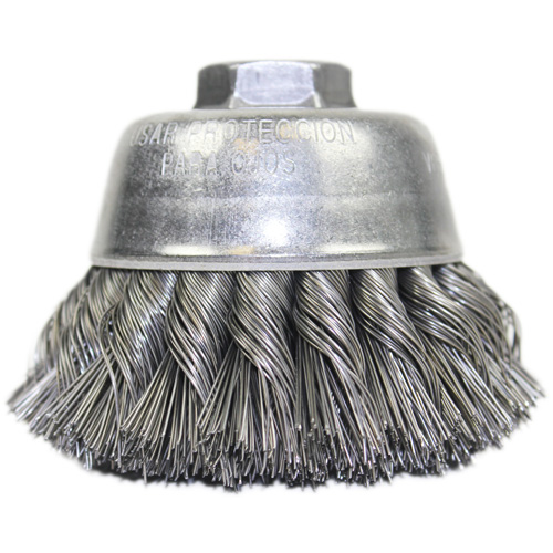 Brosse-boisseau &agrave; fil nou&eacute;, 3-1/2" dia. x 5/8"-11 arbre NTL Industrial