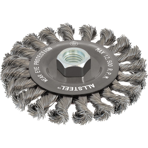 AllSteel Wire Brush, 4-1/2" Dia., 0.02" Fill, 5/8"-11 Arbor, Steel NTL Industrial