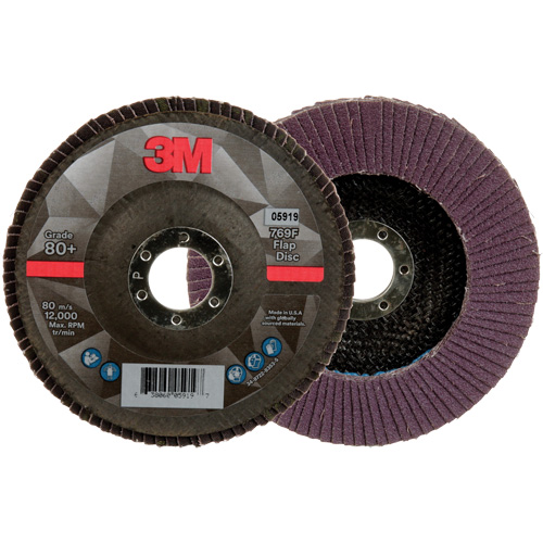 Disque &agrave; lamelles &agrave; changement rapide 769F, 5" x 7/8", Type 27, Grain 80+, C&eacute;ramique NTL Industrial