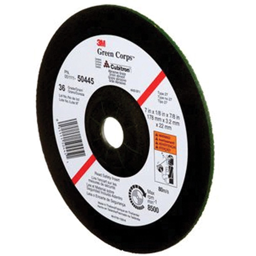 Green Corps Depressed Centre Wheel, 7" x 1/8", 7/8" Arbor, Ceramic, Type 27 NTL Industrial