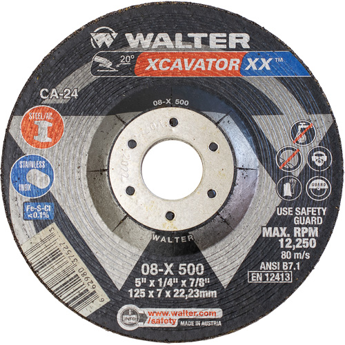 Xcavator XX Grinding Wheel, 5" x 1/4", 7/8" Arbor, Ceramic, Type 27 NTL Industrial