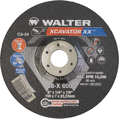 Xcavator XX Grinding Wheel, 6" x 1/4", 7/8" Arbor, Ceramic, Type 27 NTL Industrial