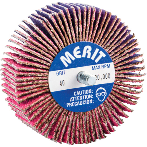 Threaded Mini Flap Wheel, Ceramic Alumina, 40 Grit, 3" x 1" x 1/4"-20 NTL Industrial