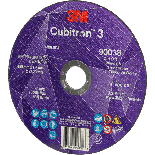 Meule &agrave; tronçonner Cubitron 3, 6" x 0,045", Type T27, C&eacute;ramique, 10 200 Tr/min NTL Industrial