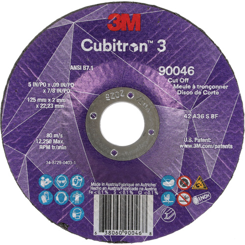 Meule &agrave; tronçonner Cubitron 3, 5" x 0,09", Arbre de 7/8", Type T27, C&eacute;ramique, 12250 Tr/min NTL Industrial