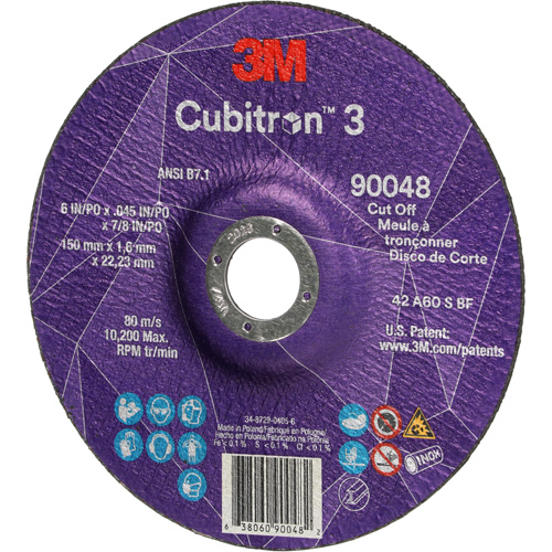 Meule &agrave; tronçonner Cubitron 3, 6" x 0,045", Arbre de 7/8", Type T27, C&eacute;ramique, 10 200 Tr/min NTL Industrial