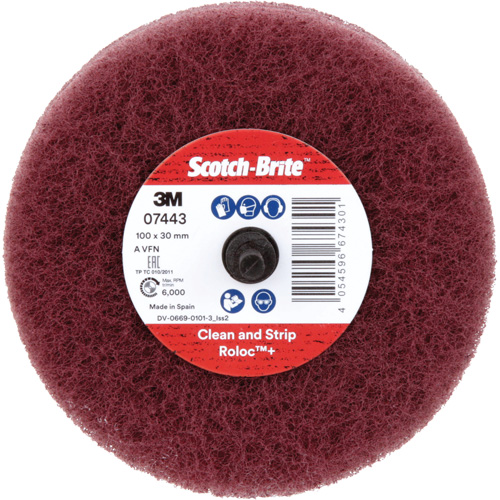 Scotch-Brite Roloc Plus General Purpose Scuffing Wheel, 4" Dia. NTL Industrial