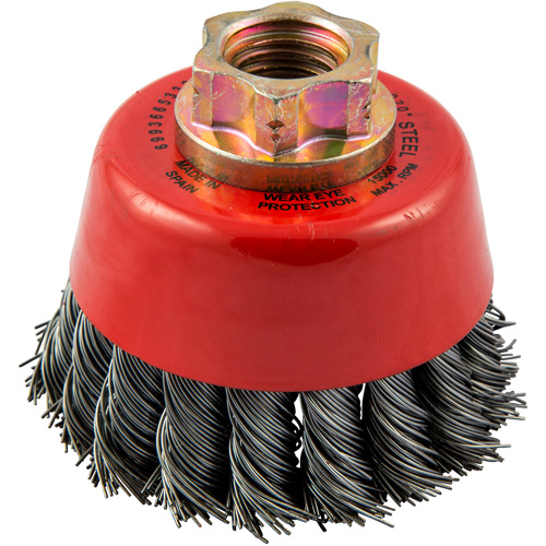 Brosse-boisseau &agrave; fils nou&eacute;s, 2-3/4" dia. x 5/8"-11 arbre NTL Industrial