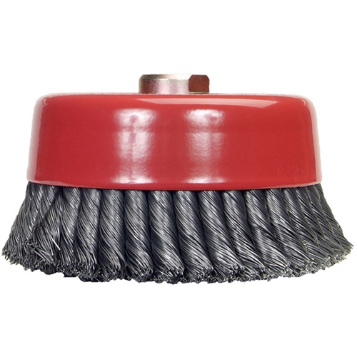 Brosse-boisseau &agrave; fils nou&eacute;s, 6" dia. x 5/8"-11 arbre NTL Industrial