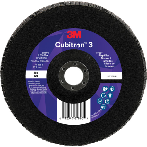 Cubitron 3 Conical  Flap Disc 1169F, 7" x 7/8", Type T29, 40+ Grit, Ceramic NTL Industrial