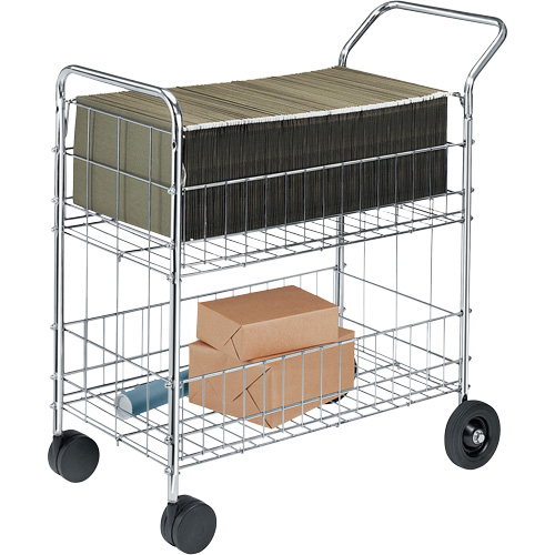 Wire Mail Cart, 200 lbs. Capacity, Chrome, 19" D x 30" L x 39-1/4" H, Chrome Plated NTL Industrial