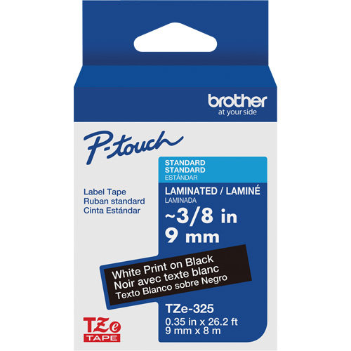 Syst&egrave;mes d'&eacute;tiquetage P-Touch, 9 mm x 314,96" ou 8 m, Blanc sur noir NTL Industrial