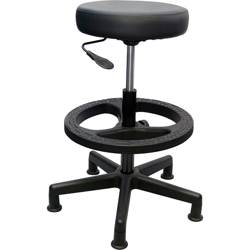 900 Series Task Stool, Stationary, Adjustable, 23" - 33", Vinyl Seat, Black NTL Industrial