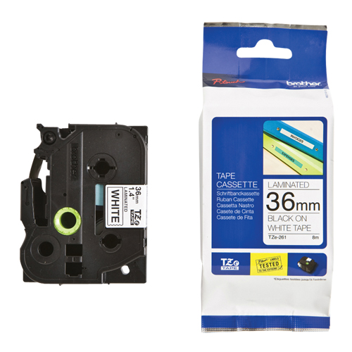 Tape Cartridge for P-touch&reg; Labeling System, 36 mm x 26-1/4', Black on White NTL Industrial