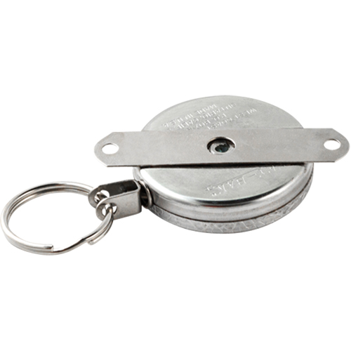 Self Retracting Key Chains, Chrome, 48" Cable, Mounting Bracket Attachment NTL Industrial