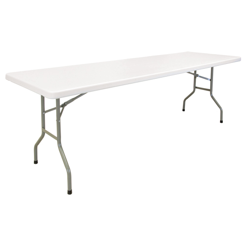 Folding Table, Rectangular, 96" L x 30" W, Polyethylene, White NTL Industrial