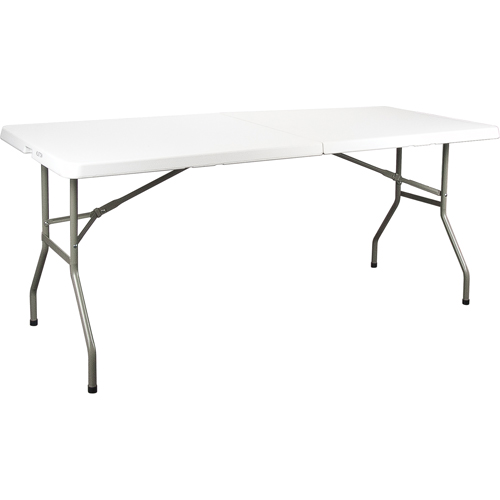 Table se pliant en deux, Rectangulaire, 72" l x 30" la, Poly&eacute;thyl&egrave;ne, Blanc NTL Industrial