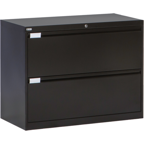 Lateral Filing Cabinet, Steel, 2 Drawers, 36" W x 18" D x 27-7/8" H, Black NTL Industrial