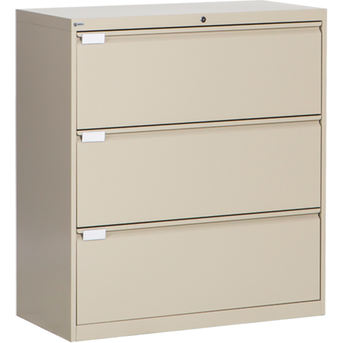 Lateral Filing Cabinet, Steel, 3 Drawers, 36" W x 18" D x 40-1/16" H, Beige NTL Industrial