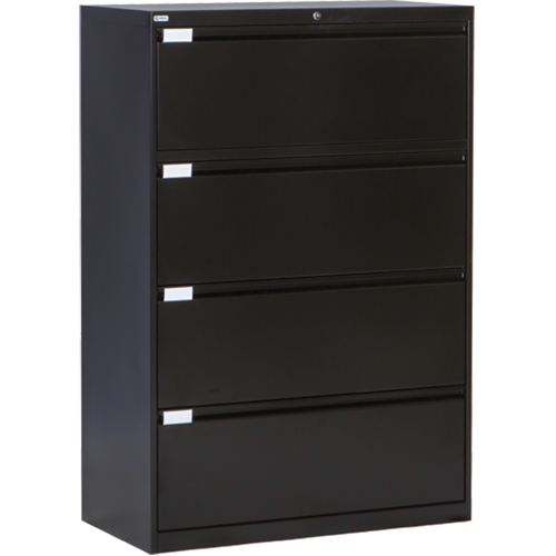 Lateral Filing Cabinet, Steel, 4 Drawers, 36" W x 18" D x 53-3/8" H, Black NTL Industrial
