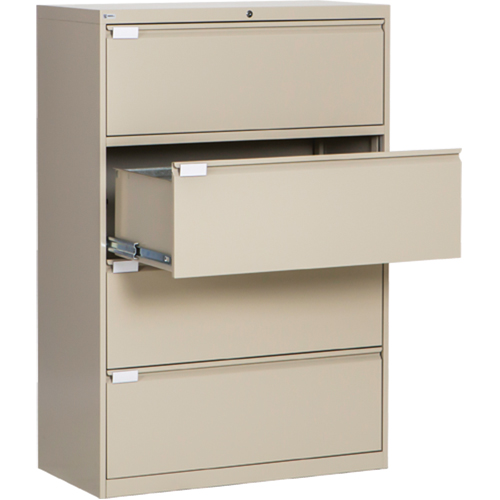 Lateral Filing Cabinet, Steel, 4 Drawers, 36" W x 18" D x 53-3/8" H, Beige NTL Industrial
