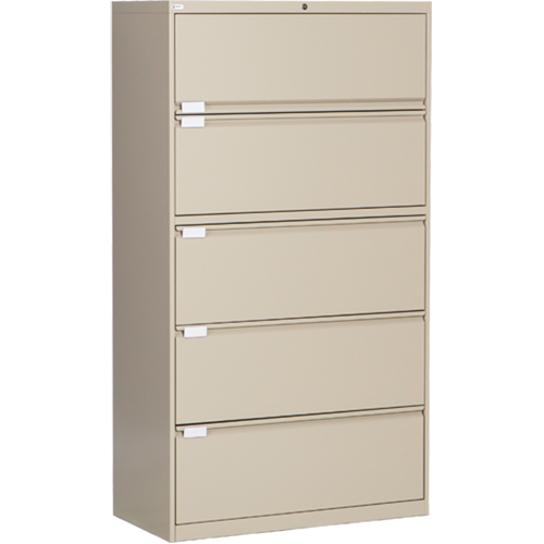 Lateral Filing Cabinet, Steel, 5 Drawers, 36" W x 18" D x 65-1/2" H, Beige NTL Industrial