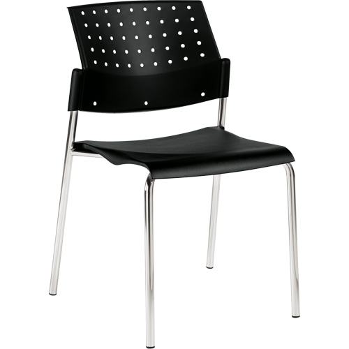 Chaise sans accoudoirs empilables, Plastique, Hauteur 33", Capacit&eacute; 300 lb, Noir NTL Industrial