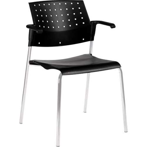 Chaises empilables, Plastique, Hauteur 33", Capacit&eacute; 300 lb, Noir NTL Industrial