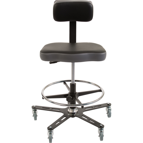 Chaise ergonomique industrielle TF160, Mobile, Ajustable, 20-1/2" - 28-1/2", Vinyle Si&egrave;ge, Noir/gris NTL Industrial