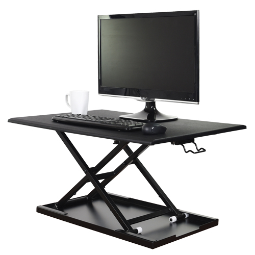Adjustable Stand-Up Desk, Desktop Unit, 15-3/4" H x 31-1/2" W x 22-1/2" D, Black NTL Industrial
