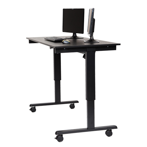 Adjustable Stand-Up Desk, Stand-Alone Desk, 45-1/4" H x 29-1/2" D, Black NTL Industrial