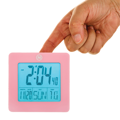 Horloge de bureau, Num&eacute;rique, &agrave; piles, 3,6" la x 1,5" p x 3,6" h, Rose NTL Industrial