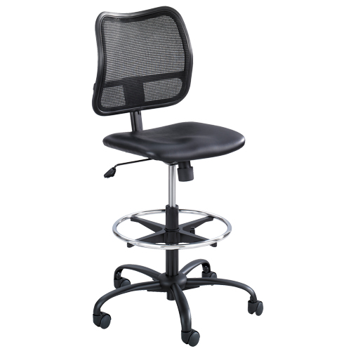 Vue Ergonomic Stool, Vinyl, Black, 250 lbs. Capacity NTL Industrial
