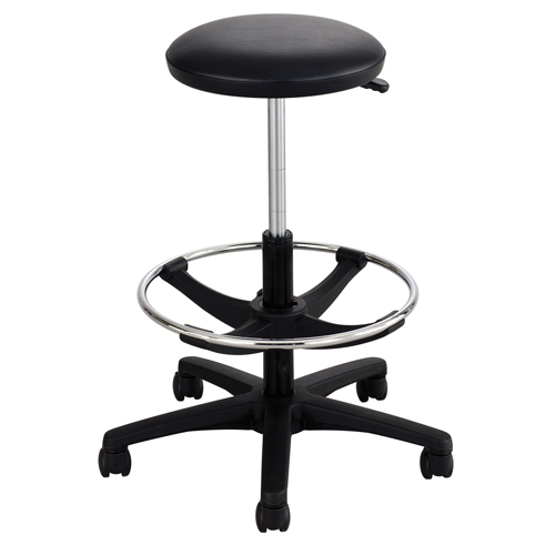 Extended-Height Stool, Drafting, Adjustable, 22" - 32", Vinyl Seat, Black NTL Industrial
