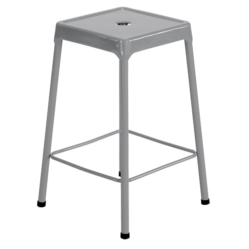 Counter Stool, Stationary, Fixed, 25", Steel Seat, Grey NTL Industrial
