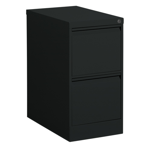 Vertical Filing Cabinet, Steel, 2 Drawers, 15-1/7" W x 25" D x 29" H, Black NTL Industrial